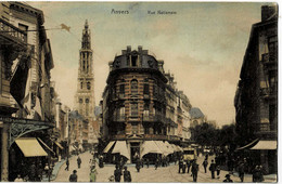 Anvers Rue Nationale Colorée Et Circulée En 1906 - Antwerpen