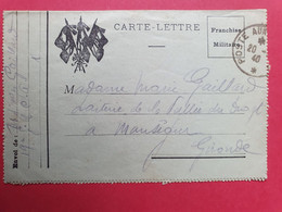 Carte Lettre Fm Pour Monségur En 1940 - N 42 - 2. Weltkrieg 1939-1945