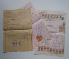 Bulgaria Lot Of 3 Document, Selection Ww2-1940s With Rare Color Fiscal Revenue Stamps, Timbres Fiscaux Bulgarie (38495) - Official Stamps