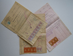 Bulgaria Lot Of 3 Document, Selection Ww2-1940s W/Various Color Fiscal Revenue Stamps, Timbres Fiscaux Bulgarie (38484) - Francobolli Di Servizio