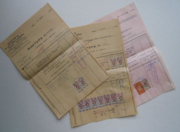 Bulgaria Lot Of 3 Document, Selection Ww2-1940s With Rare Color Fiscal Revenue Stamps, Timbres Fiscaux Bulgarie (38482) - Official Stamps