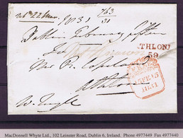 Ireland Free Westmeath 1831 Clean Cover Dublin To Athlone Franked (Nagle?) With "not Known" Beside ATHLONE/59 Mileage - Préphilatélie