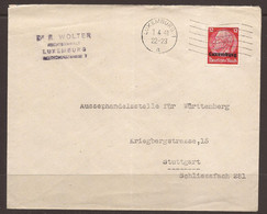 LUXEMBOURG / GERMANY. 1941. COMMERCIAL COVER. HINDENBERG OVERPRINT. DR WOLTER - LAWYER - 1940-1944 Deutsche Besatzung