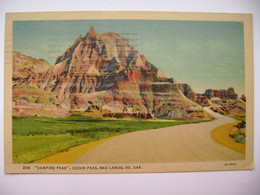 "Vampire Peak" - Cedar Pass. Bad Lands. South Dakota - Posted From Livingston 1939, Block Of 3 1 Cent Pres. Washington - Mount Rushmore