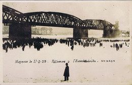 Mainz - Schlittschuhläuger An Der Eisenbahnbrücke - 17 Februar 1929 - Fotokarte - Mainz