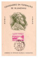 BRASIL. CENTENARIO DE LA FUNDACIÓN DE BLUMENAU (1950). RECUERDO DE LA EXPOSICIÓN FILATÉLICA Y NUMISMÁTICA. - Postzegelboekjes