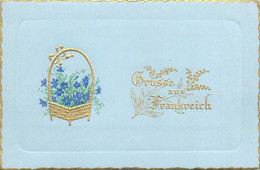 Grusse Aus Frankreich - Cpa Fantaisie Gaufrée Embossed - Fleurs Flowers - Sonstige & Ohne Zuordnung