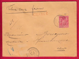 N°98 AINAY LE CHATEAU ALLIER LETTRE CHARGE POUR HENRICHEMONT CHER 1895  COVER - 1877-1920: Periodo Semi Moderno