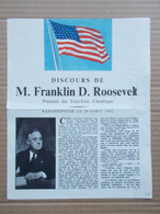 Allied Propaganda Leaflet - "Discours De M.Roosevelt" - Tract De Propagande Alliée, Alliierten Propaganda Flugblatt - 1939-45