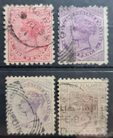 NEW ZEALAND 1882 - Canceled - Sc# 61, 62, 62, 65 - Used Stamps