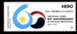 #75155 ARGENTINE,ARGENTINA 2022 KOREA DIPLOMATIC RELATIONS ANIVERSARY FLAGS MNH - Nuevos