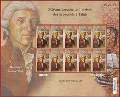 Polynésie Française / Tahiti - Planche De 10 Timbres Neufs 130 F / 11-08-2022 / Arrivée Des Espagnols à Tahiti - Unused Stamps