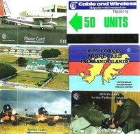 FALKLAND ISLANDS LOT 1 OF 6 CARDS AIRPLANE ARMY ETC. GPT  AUTELCA USED  READ DESCRIPTION !! - Falkland Islands