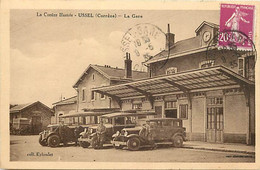 - Corrèze -ref-A309- Ussel -  La Gare - Gares - Ligne De Chemin De Fer - Autocars - Voiture - Chauffeurs - Transports - - Ussel