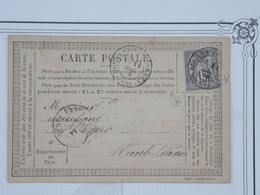 BG24 FRANCE BELLE  CARTE 1876 + SAGE 15C N\B +AFFRANCH.  INTERESSANT - 1876-1878 Sage (Tipo I)