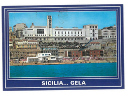 BR1060 Sicilia Gela Palazzo Di Città Visto Dal Mare Viaggiata 1991 Verso Roma - Gela