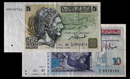 # # # Banknote Tunesien (Tunisia) 5 + 10 Dinare 1993/94 # # # - Tunisie