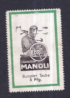 Germany Poster Stamp Reklamemarke Vignette MANOLI CIGARETTES CIGARETTEN - Erinnophilie