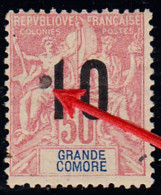 GRANDE COMORE - N° 28A* - 10c Sur 50c Rose. "Espacé" - Point D'encrage. - Neufs