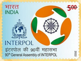 India New ** 2022 90th General Assembly Of INTERPOL , Police Force, Terrorism ,Counterterrorism MNH (**) Inde Indien - Nuovi