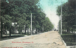 Vintage Postcard USA Waukegan IL West Street Danish Stamp - Waukegan