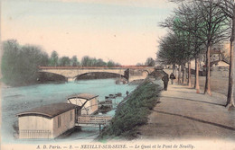 CPA - 92 - NEUILLY SUR SEINE - Le Quai Et Le Pont De Neuilly - AD PARIS - Colorisée - Canot - Neuilly Sur Seine