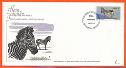 ANIMAUX ZEBRES SUD OUEST AFRICAIN LETTRE FDC DE 1980 - Donkeys