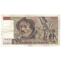 France, 100 Francs, Delacroix, 1991, X.170, B+, Fayette:69.b.3.a.1.a, KM:154e - 100 F 1978-1995 ''Delacroix''