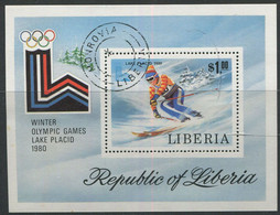 Liberia:Used Bloc Winter Olympic Games Lake Placid 1980 - Liberia