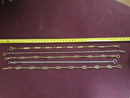 Lot De 5 Chaines De Montre Anciennes Argent Et Plaquee - Necklaces/Chains