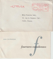 Canada 1955 EMA Ottawa Avec Invitation Fourrures Canadiennes - Cartas & Documentos