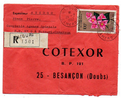 Cameroun-1967-lettre Recommandée BATOURI  Pour Besançon-25-tp Fleur (bougainvillier)   Seul Sur Lettre....cachet - Cameroun (1960-...)