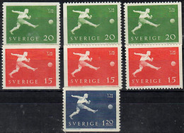 1958 World Soccer Championships Facit 492-4 / Mi 438-40 / Sc 524-8 / YT 429-31 MNH / Postfrisch / Neuf Sans Charn [ls99] - Ungebraucht