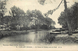 - Gironde -ref-C399- Carcans - Le Canal Et L Etang Vers Le Pont - Canaux - Barques - - Carcans