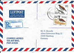 South Africa Registered Air Mail Cover Sent To Germany 1996 Topic Stamps BIRDS - Luchtpost