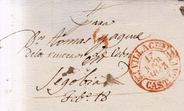 Año 1843 Prefilatelia Frontal Marcas Tipo Baeza Villacastin Castilla L.V. Porteo 5 - ...-1850 Prefilatelia