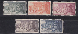 ESPAÑA 1952 - Fernando El Católico Correo Aéreo -airmail- Serie Nueva Sin Fijasellos Edifil Nº 1111/1115 -MNH- - Neufs