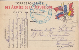 F CP Drapeaux En Franchise Du 2/10/14 Pour Paris + Cachet 5° Régiment Du Génie 22° Compagnie - WW I