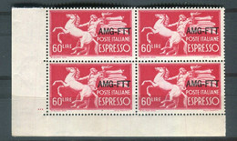 TRIESTE A 1950 ESPRESSI DEMOCRATICA 60 LIRE QUARTINA ** MNH - Express Mail