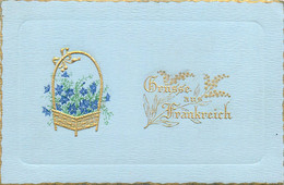 Grusse Aus Frankreich - Cpa Fantaisie Gaufrée Embossed - Fleurs Flowers - Sonstige & Ohne Zuordnung