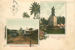 Colon - Steam Shovel Excavating At Gorgona , Statue Of Colombus - Mine Mines - Panama - Panamá