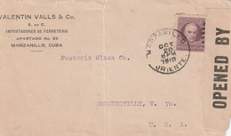 Manzanillo Cuba 1918 Cover Mailed Censored - Covers & Documents