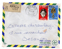 Gabon-1968- Lettre Recommandée De KANGO   Pour Besançon-25--tps  Masques  Sur Lettre...beau Cachet.....à Saisir - Gabon