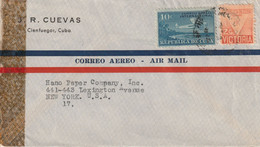 Cienfuegos Cuba WW2 Air Mail Censored Cover Mailed - Poste Aérienne