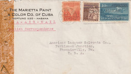 Havana Cuba WW2 Air Mail Censored Cover Mailed - Poste Aérienne