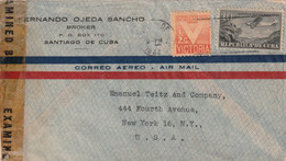 Santiago De Cuba WW2 Air Mail Censored Cover Mailed - Poste Aérienne