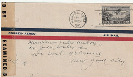 Havana  WW2 Censored Air Mail Cover Mailed - Covers & Documents