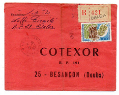 Côte D'Ivoire-1967- Lettre Recommandée DALOA Pour Besançon-25-tp Cueillette Bananes Seul Sur Lettre...cachet...à Saisir - Ivoorkust (1960-...)