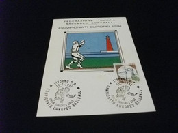 CARTOLINA POSTALE  CAMPIONATI EUROPEI BASEBALL 1991 SOFTBALL FEDERAZIONE ITALIANA ILLUSTRATORE TOMASSI LIVORNO - Baseball