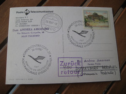 TORINO - DUSSELDORF 1987 Lufthansa Airlines Embraer EMB120 First Flight Cancel Postcard GERMANY ITALY - 1981-90: Storia Postale